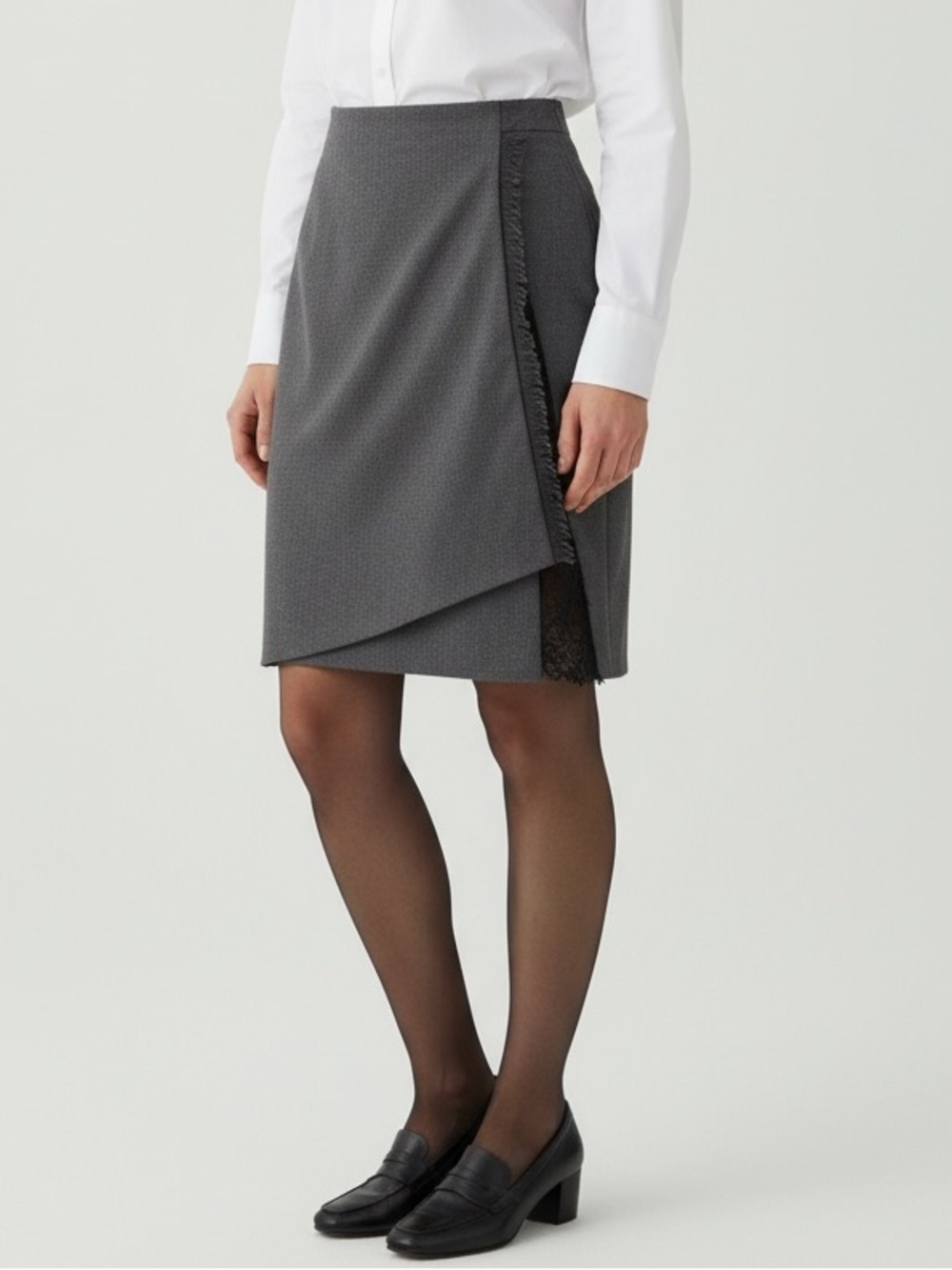 Brooks Brothers 100% Wool Gray Wrap Pencil Skirt 8P NWT